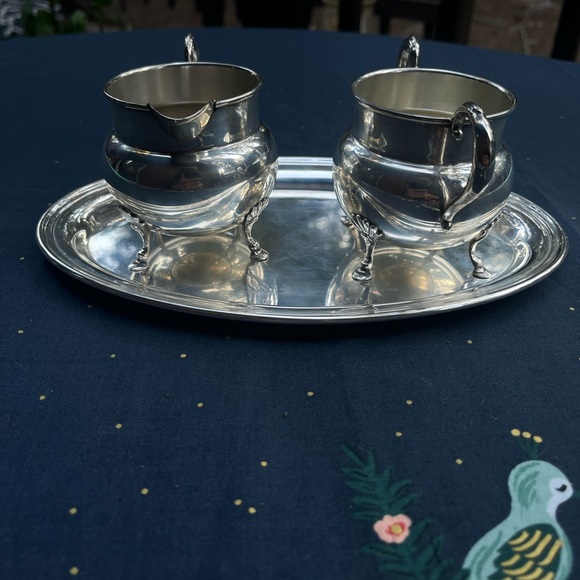 Sterling Silver Tray with Sterling Cream and Sugar, Serving Set - Picture 14 of 16